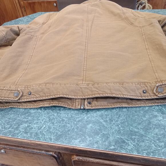 Levi’s Jacket XL Brown Quilted Canvas Work Utility Field Coat Snap Front Chore - Picture 14 of 16